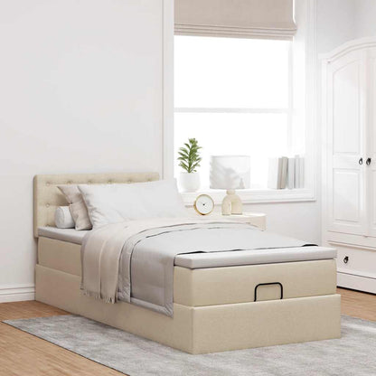 Ottoman bed met matras 100x200cm stof crèmekleurig