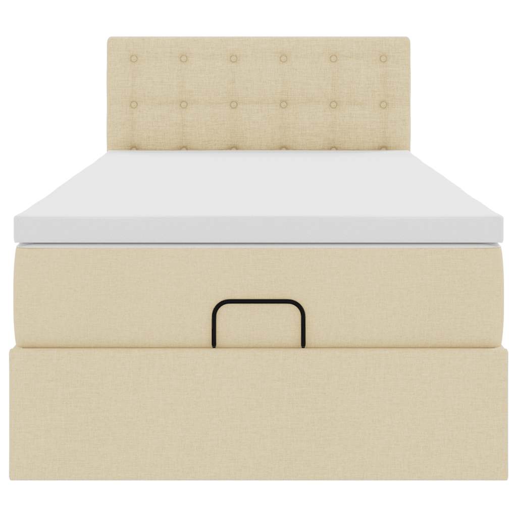 Ottoman bed met matras 100x200cm stof crèmekleurig