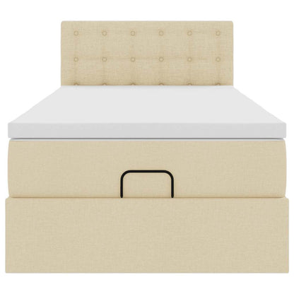 Ottoman bed met matras 100x200cm stof crèmekleurig