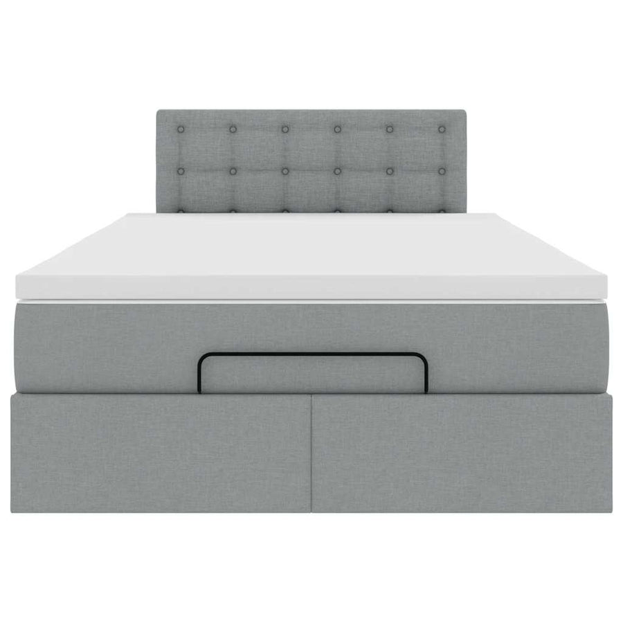 Ottoman bed met matras 120x190 cm stof lichtgrijs