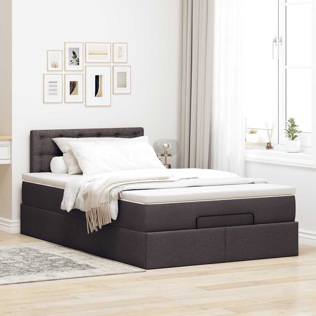 Ottoman bed met matras 120x190 cm stof donkerbruin