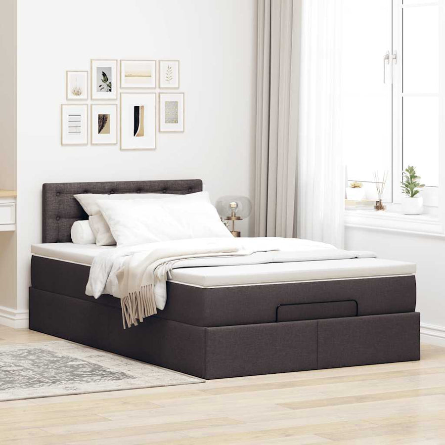 Ottoman bed met matras 120x190 cm stof donkerbruin
