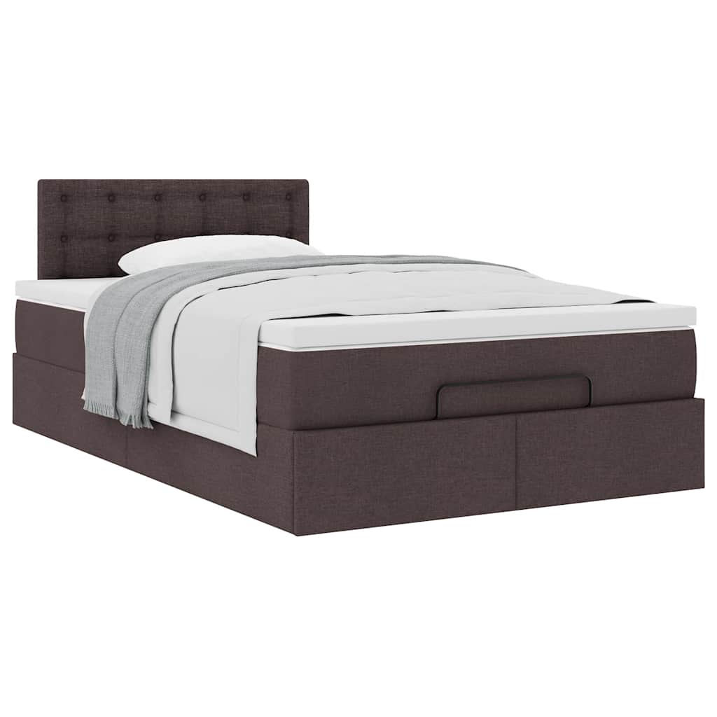 Ottoman bed met matras 120x190 cm stof donkerbruin