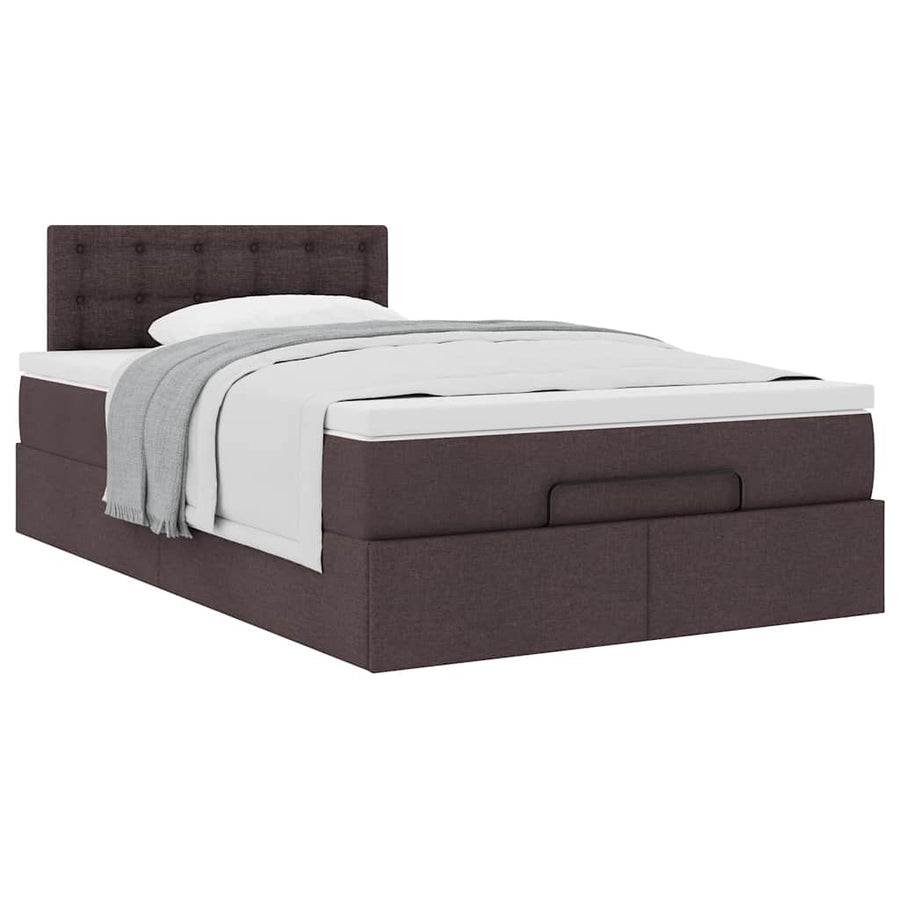 Ottoman bed met matras 120x190 cm stof donkerbruin
