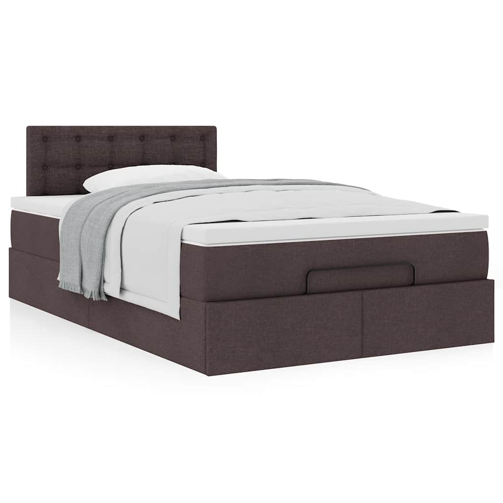 Ottoman bed met matras 120x190 cm stof donkerbruin