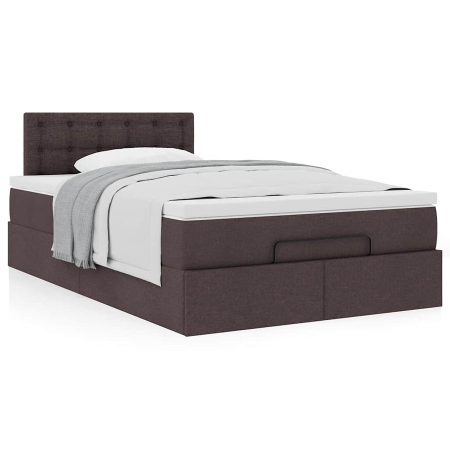 Ottoman bed met matras 120x190 cm stof donkerbruin