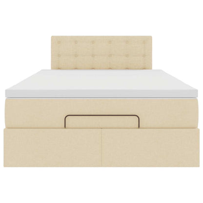 Ottoman bed met matras 120x190cm stof crèmekleurig