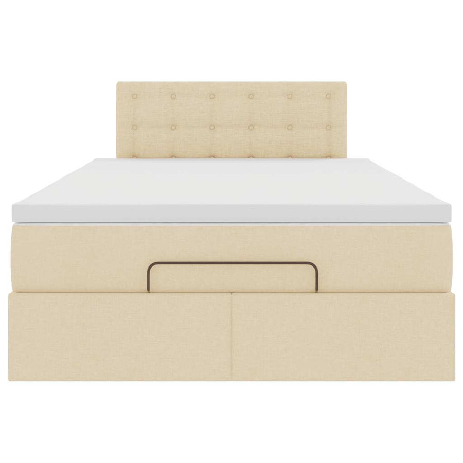 Ottoman bed met matras 120x190cm stof crèmekleurig