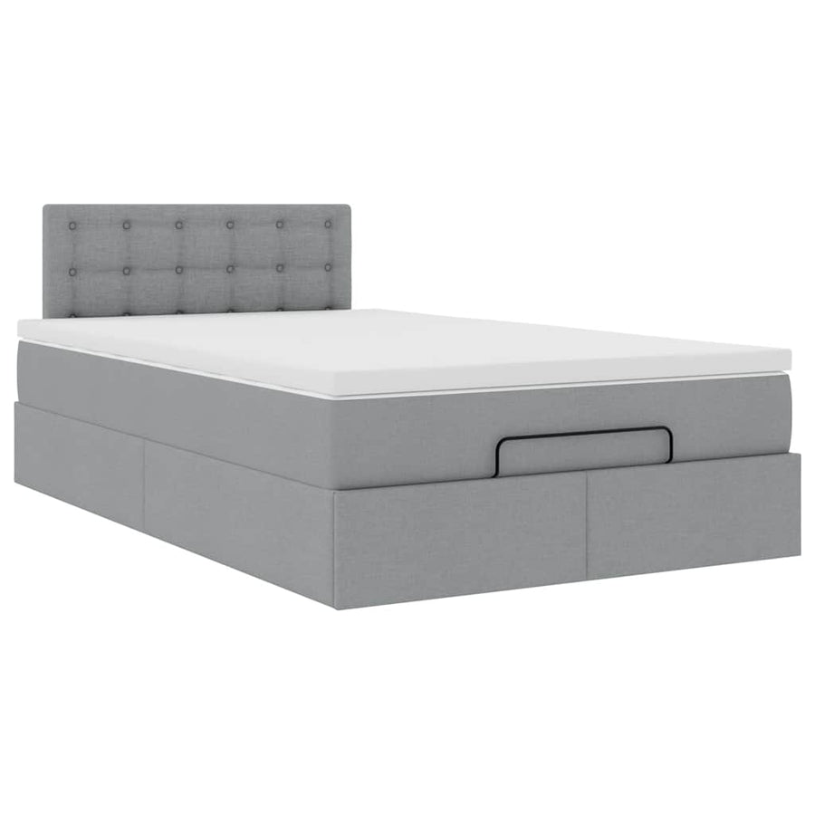 Ottoman bed met matras 120x200cm stof lichtgrijs