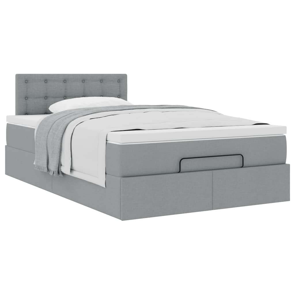 Ottoman bed met matras 120x200cm stof lichtgrijs