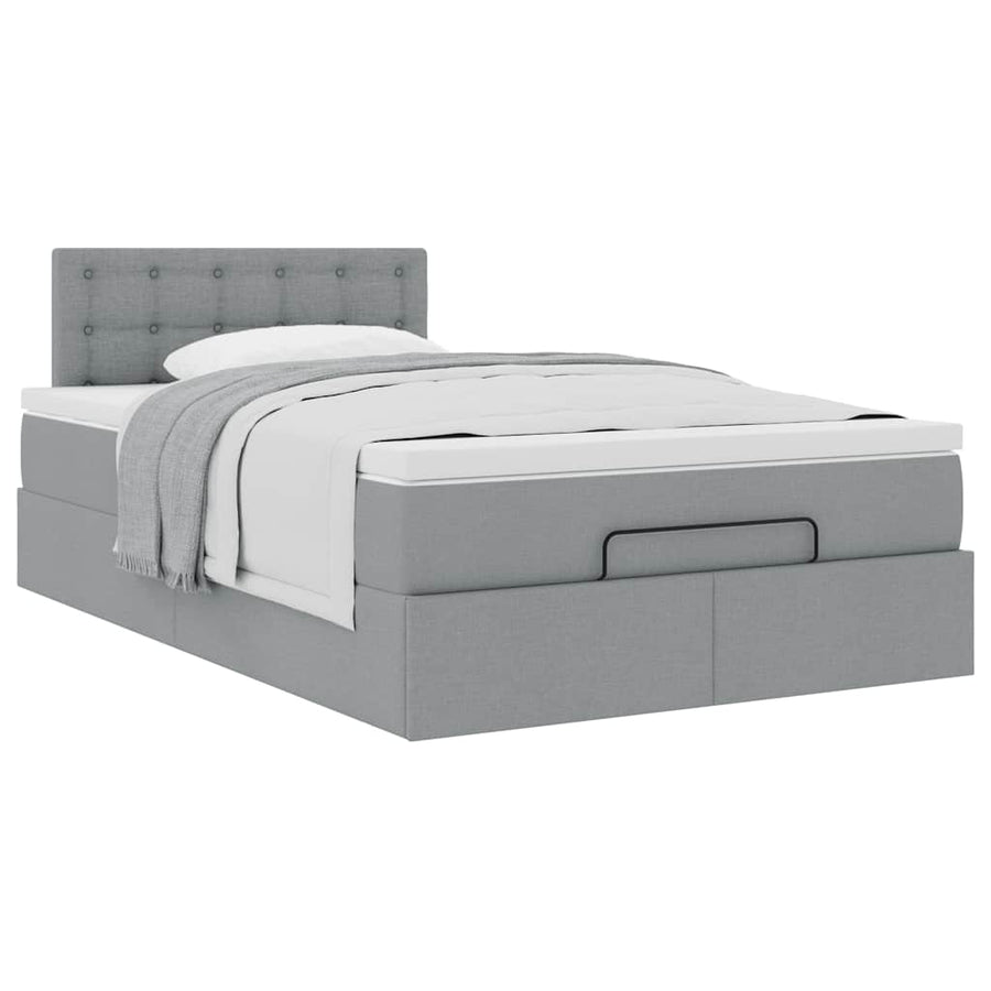Ottoman bed met matras 120x200cm stof lichtgrijs