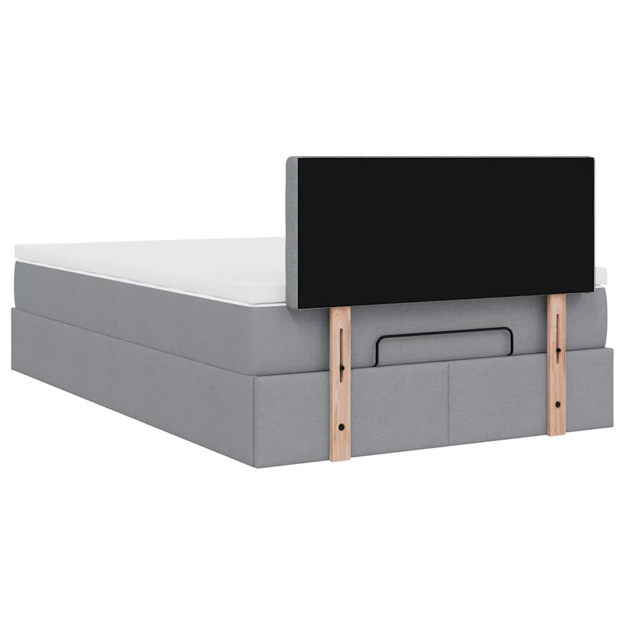 Ottoman bed met matras 120x200cm stof lichtgrijs