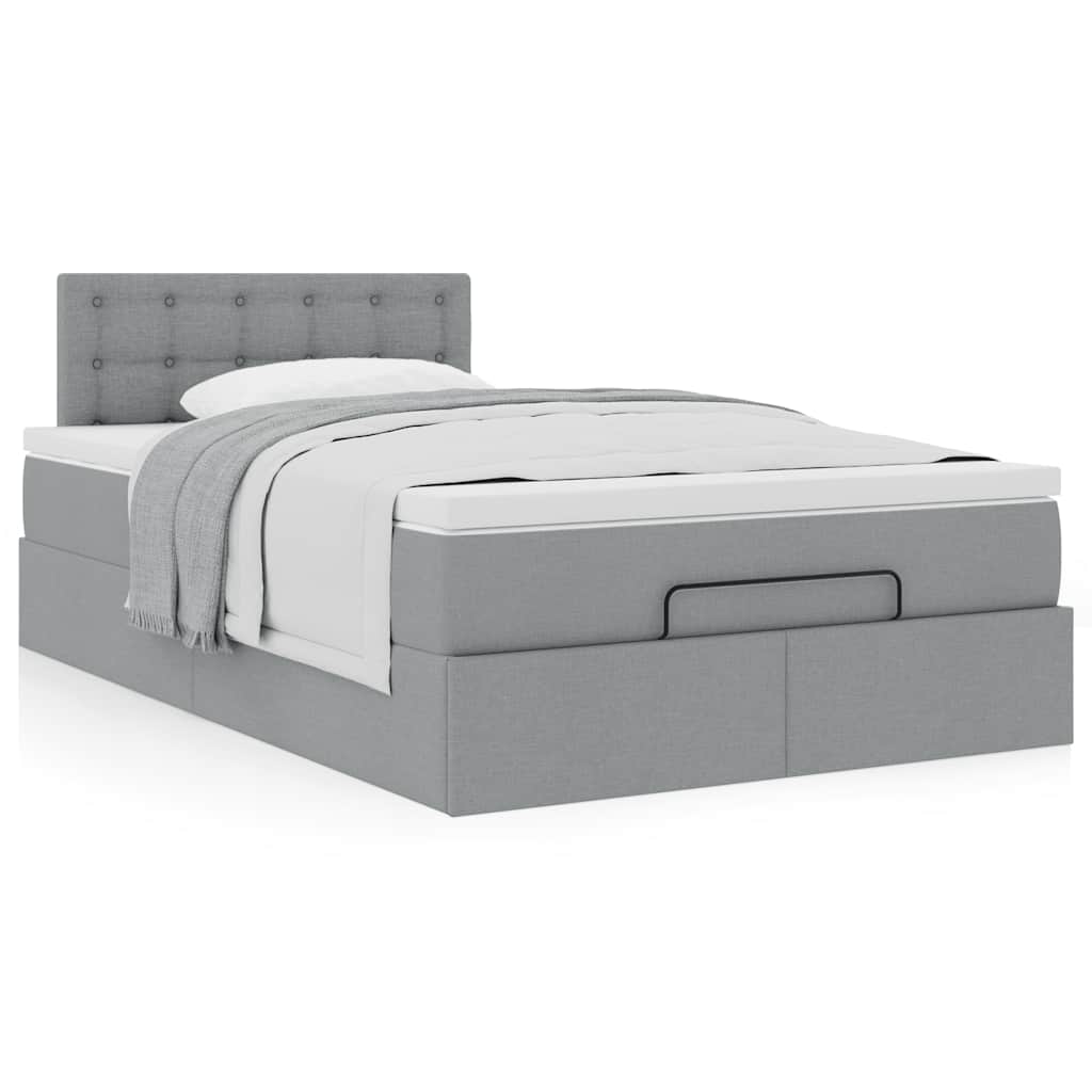 Ottoman bed met matras 120x200cm stof lichtgrijs