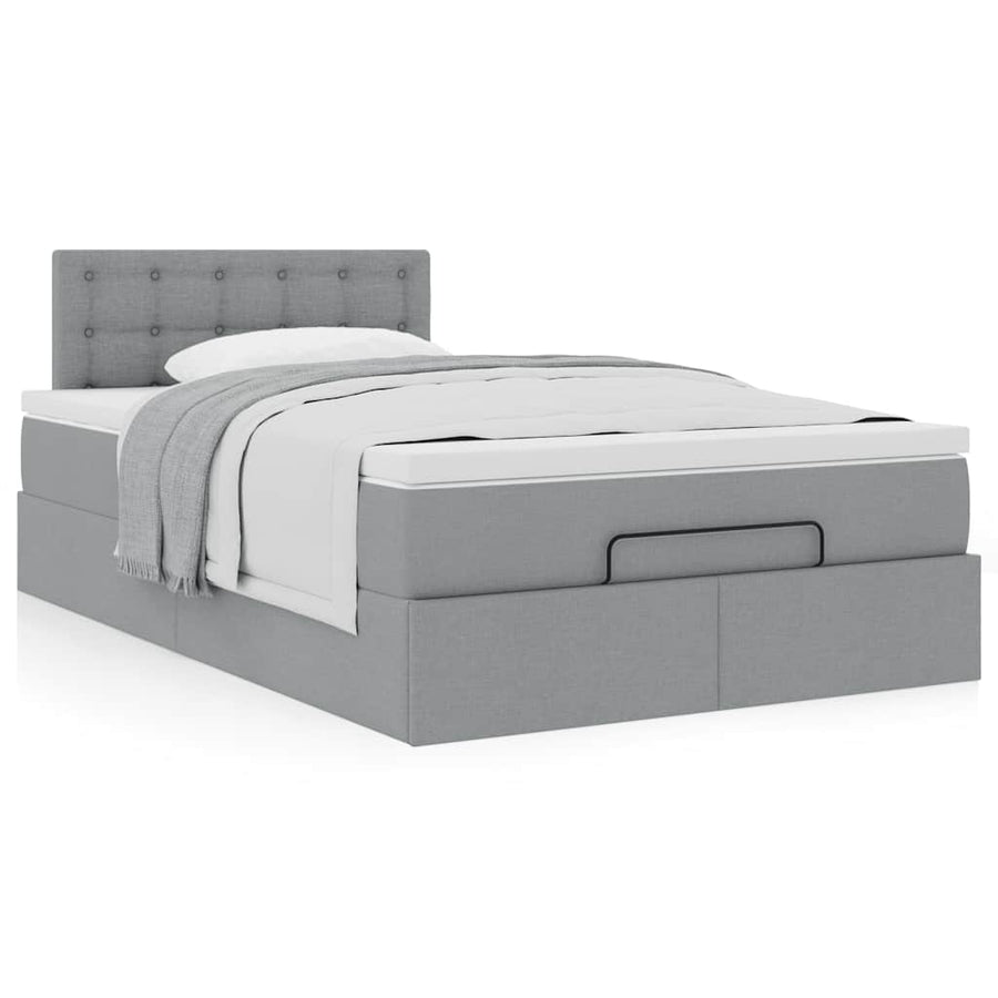 Ottoman bed met matras 120x200cm stof lichtgrijs