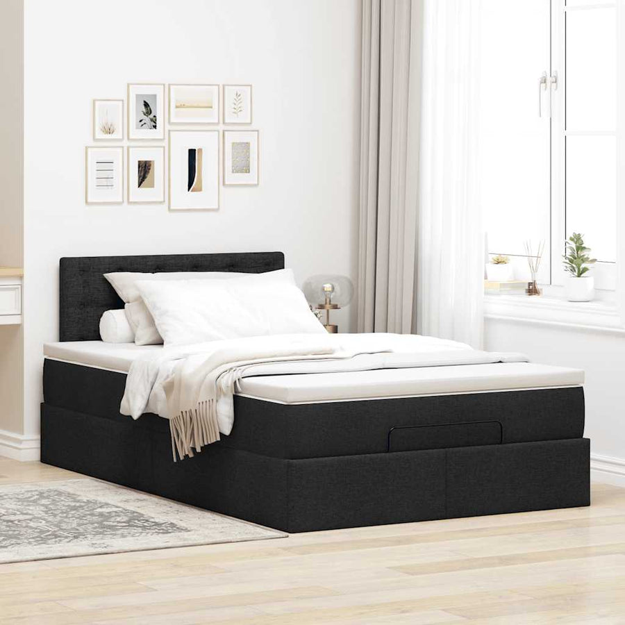 Ottoman bed met matras 120x200cm stof zwart