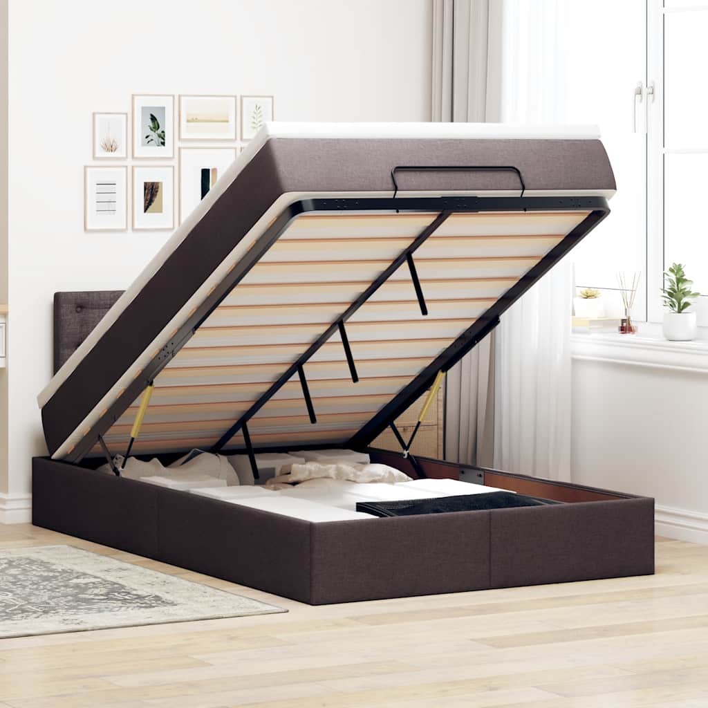Bed met matras 120x200 cm stof donkerbruin