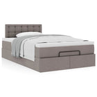 Ottoman bed with mattress 120x200cm fabric taupe