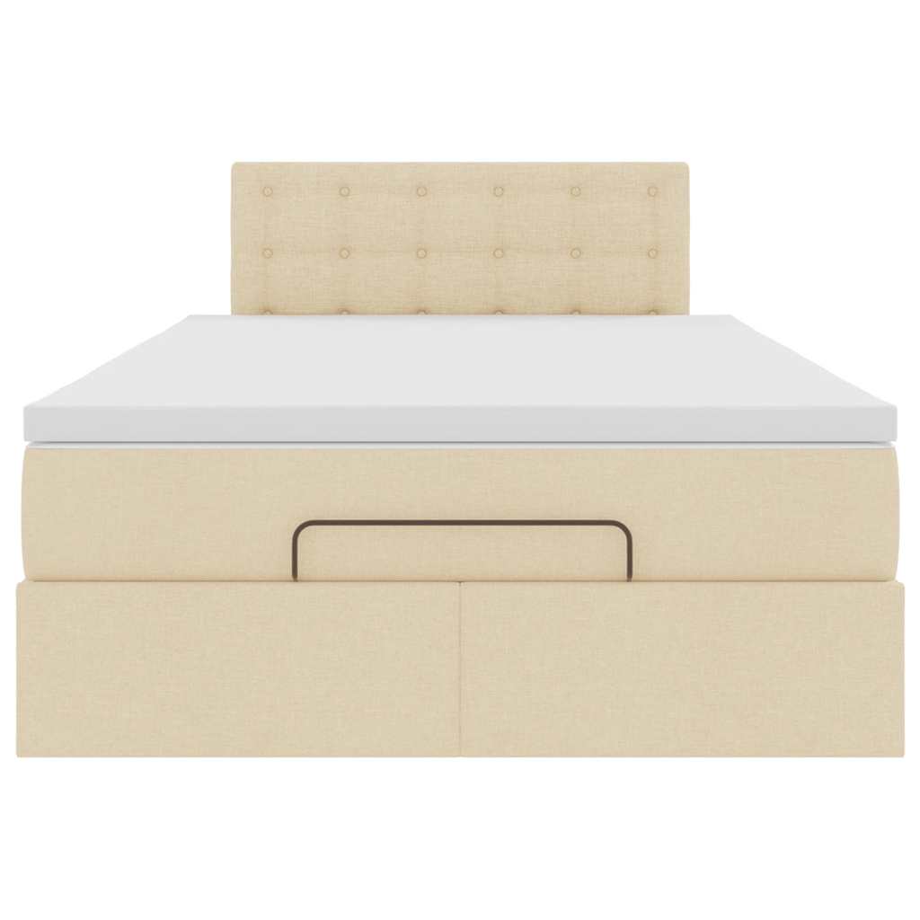 Ottoman bed met matras 120x200cm stof crèmekleurig