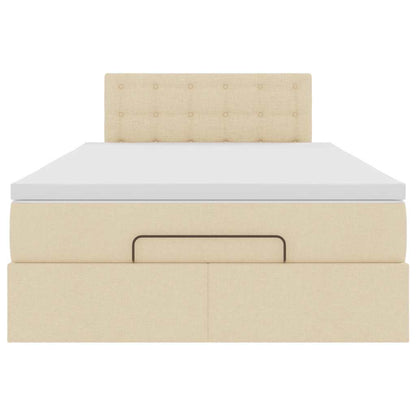 Ottoman bed met matras 120x200cm stof crèmekleurig