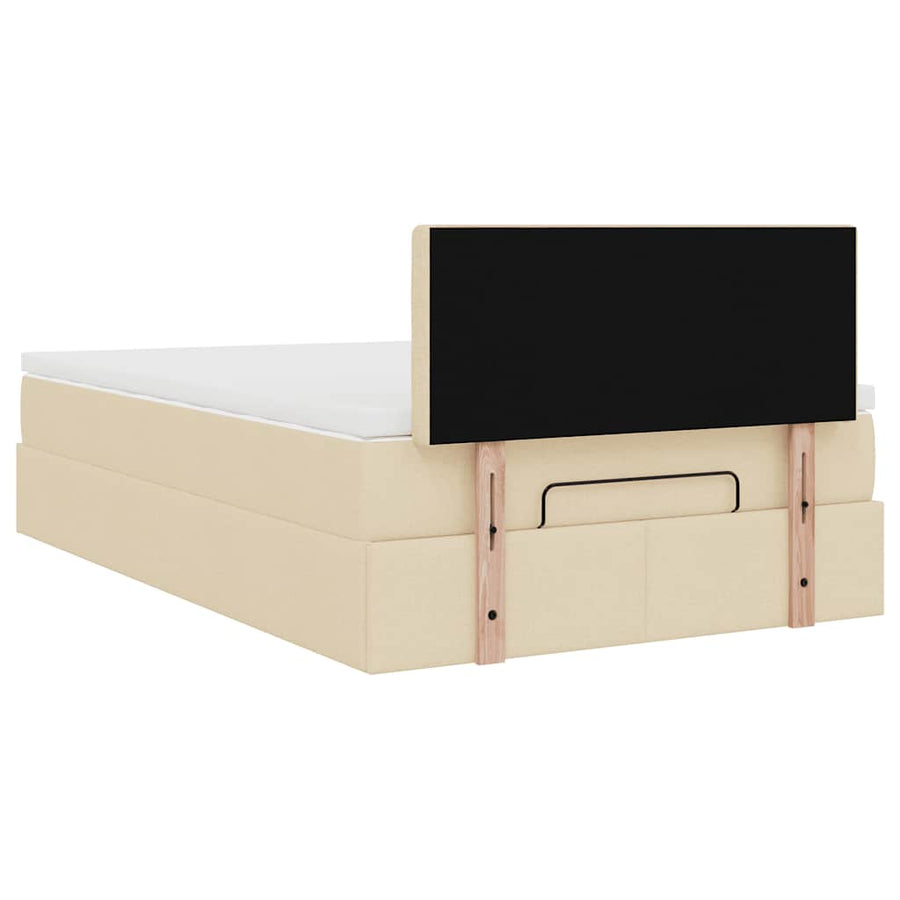 Ottoman bed met matras 120x200cm stof crèmekleurig