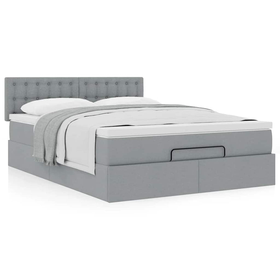 Bed met matras 140x190 cm stof lichtgrijs