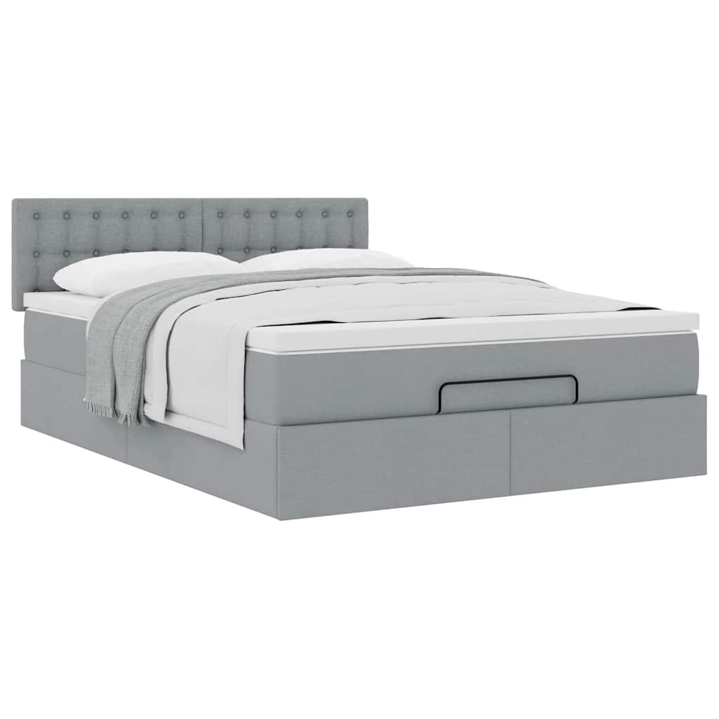 Bed met matras 140x190 cm stof lichtgrijs