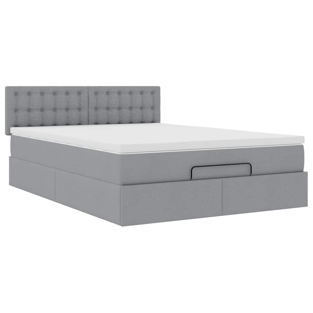 Bed met matras 140x190 cm stof lichtgrijs