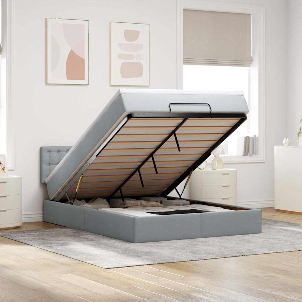 Bed met matras 140x190 cm stof lichtgrijs