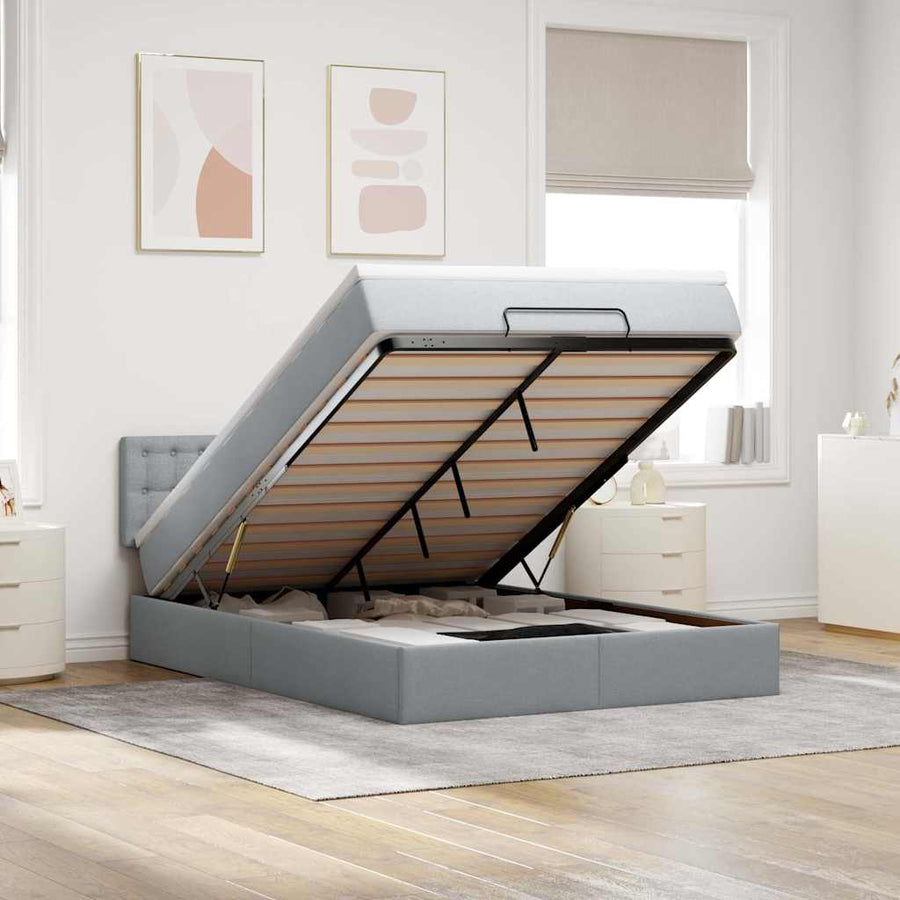 Bed met matras 140x190 cm stof lichtgrijs
