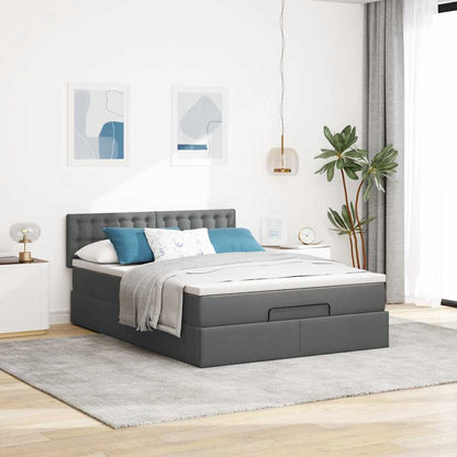 Bed met matras 140x190 cm stof donkergrijs