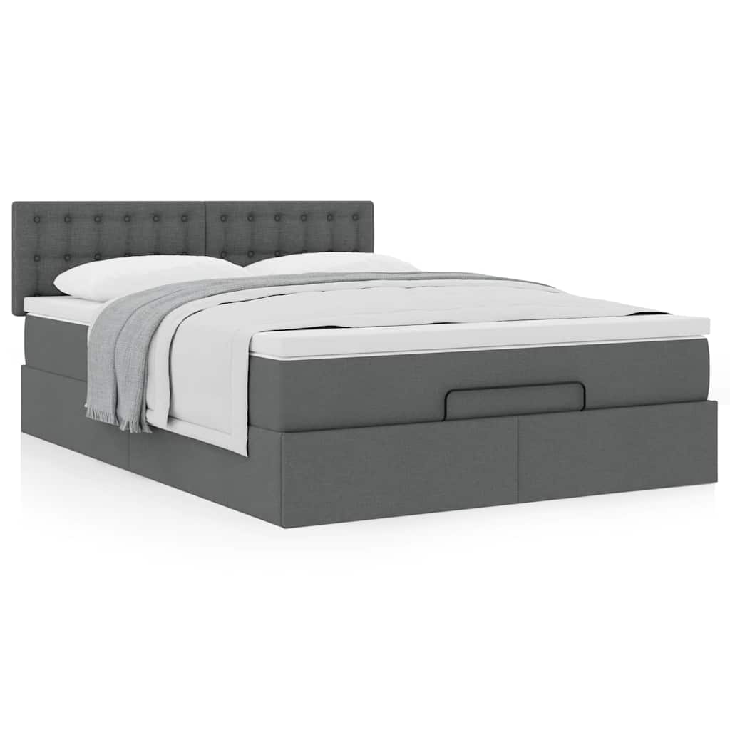 Bed met matras 140x190 cm stof donkergrijs