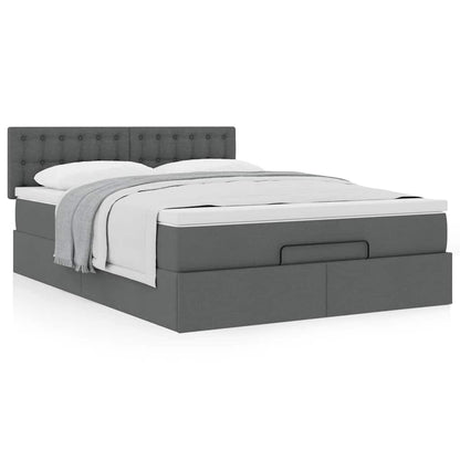 Bed met matras 140x190 cm stof donkergrijs