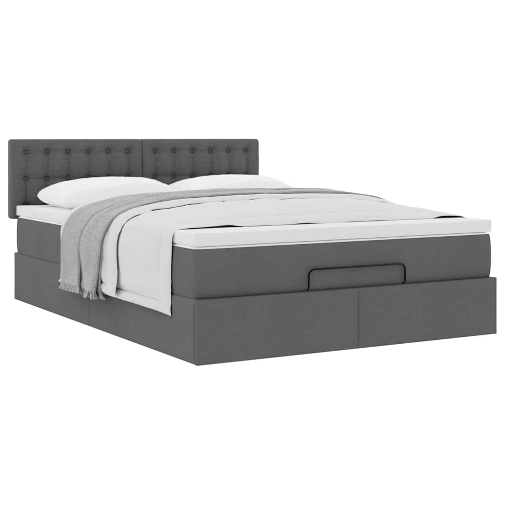 Bed met matras 140x190 cm stof donkergrijs