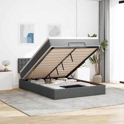 Bed met matras 140x190 cm stof donkergrijs