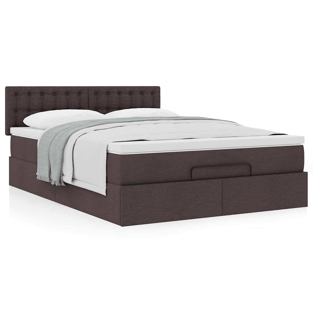 Bed met matras 140x190 cm stof donkerbruin