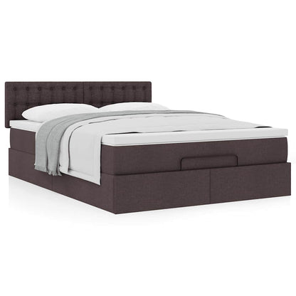 Bed met matras 140x190 cm stof donkerbruin