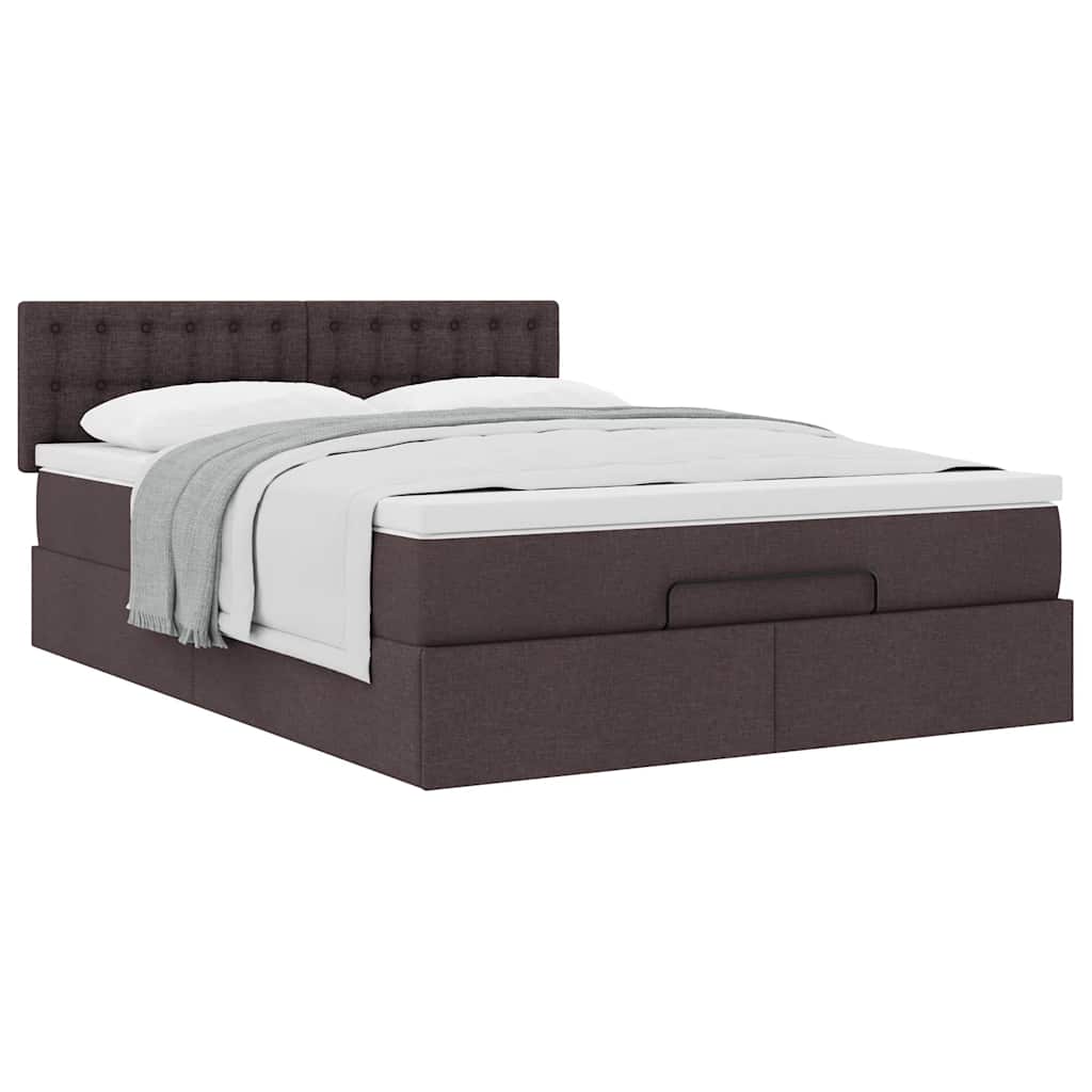 Bed met matras 140x190 cm stof donkerbruin