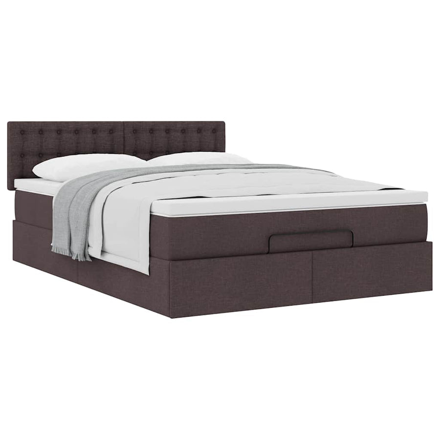 Bed met matras 140x190 cm stof donkerbruin