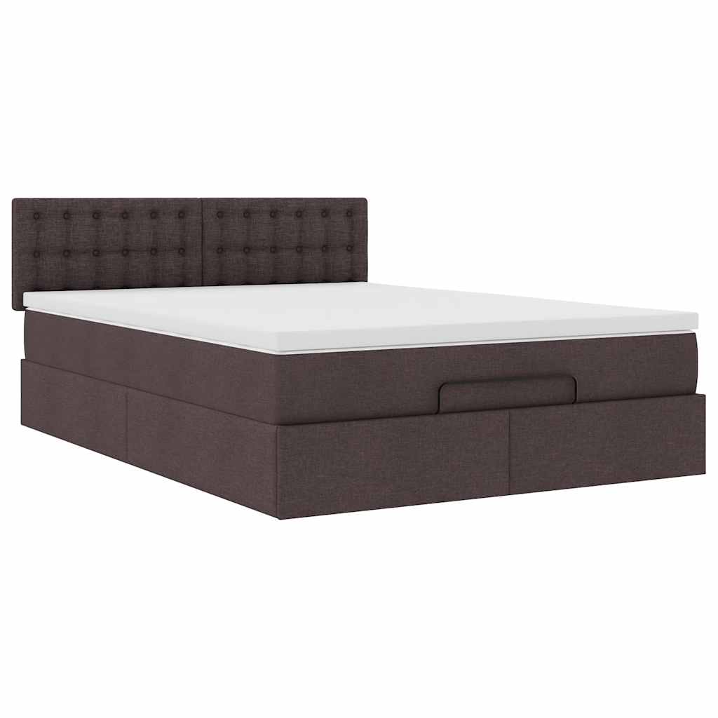 Bed met matras 140x190 cm stof donkerbruin