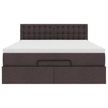 Bed met matras 140x190 cm stof donkerbruin