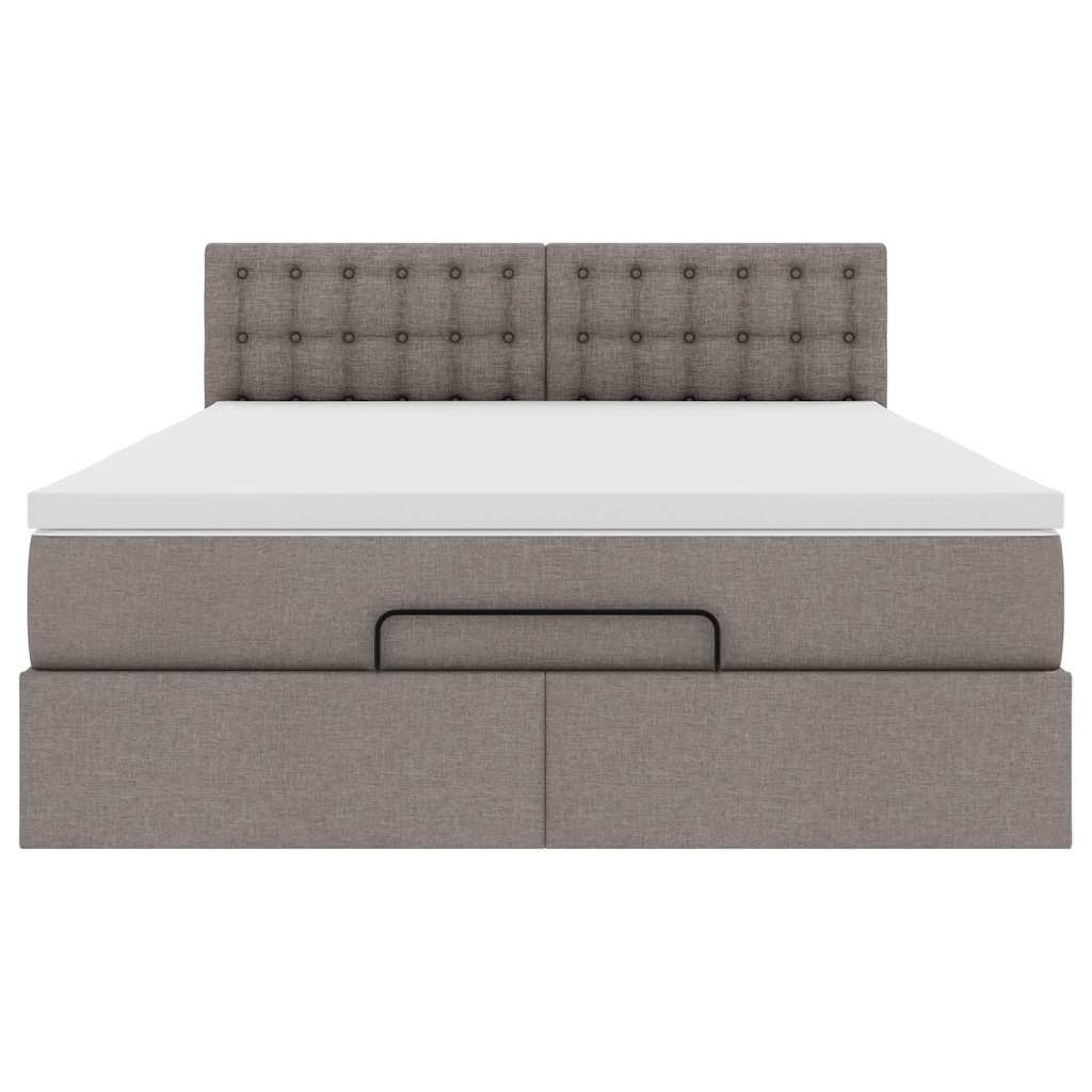 Bed Met Matras Stof 140 x 190 cm Taupe