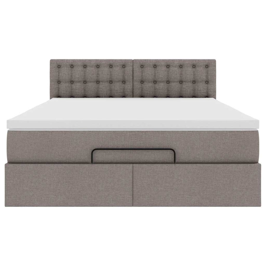 Bed Met Matras Stof 140 x 190 cm Taupe