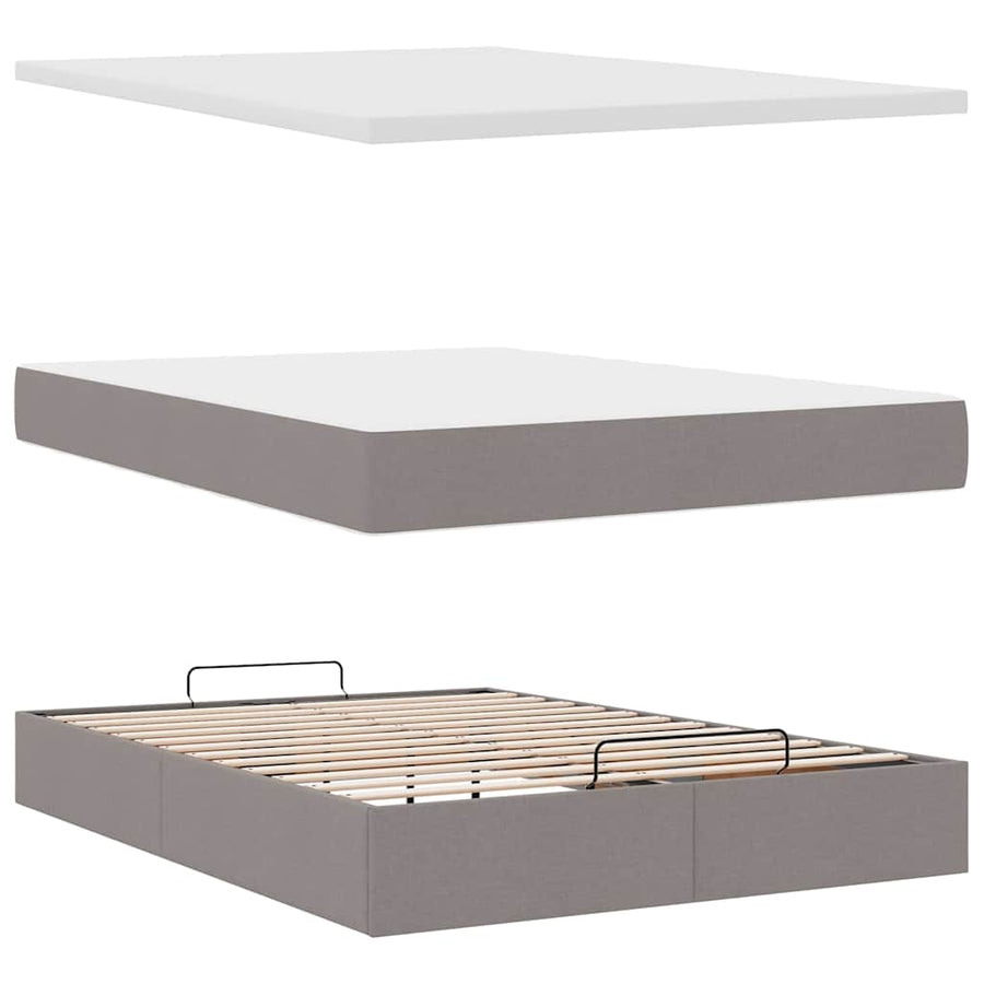 Bed Met Matras Stof 140 x 190 cm Taupe