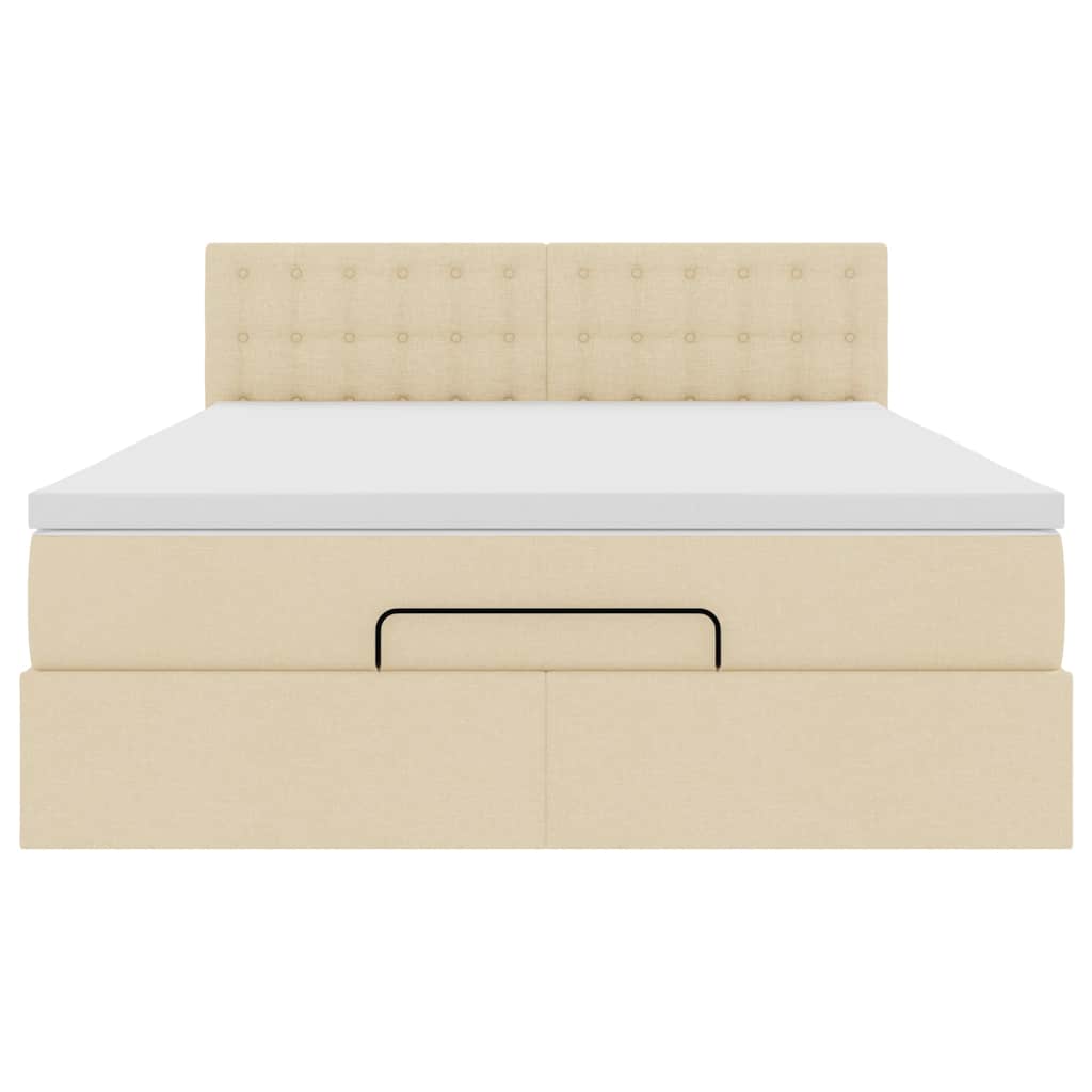 Bed met matras 140x190 cm stof crèmekleurig
