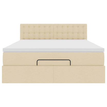 Bed met matras 140x190 cm stof crèmekleurig