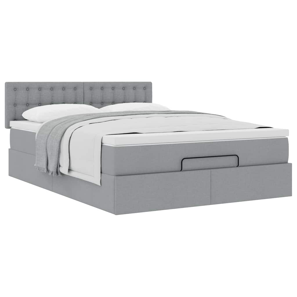 Ottoman bed met matras 140x200cm stof lichtgrijs