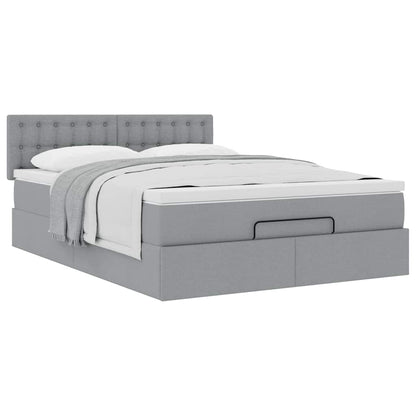 Ottoman bed met matras 140x200cm stof lichtgrijs