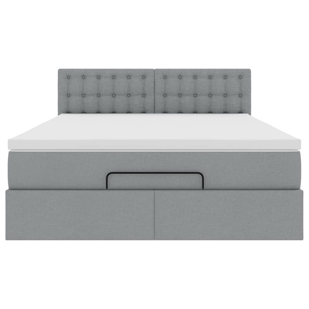 Ottoman bed met matras 140x200cm stof lichtgrijs