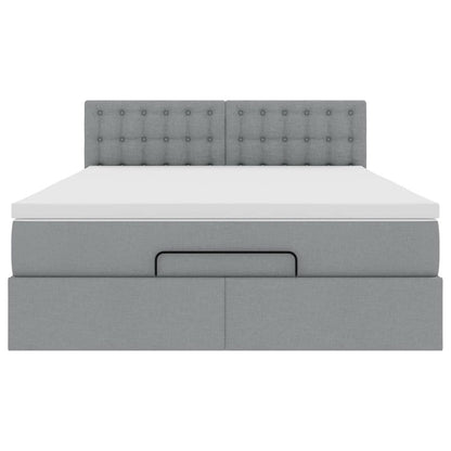 Ottoman bed met matras 140x200cm stof lichtgrijs