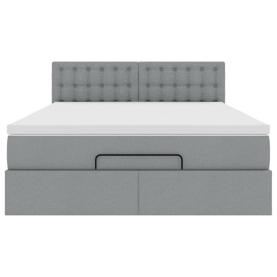 Ottoman bed met matras 140x200cm stof lichtgrijs